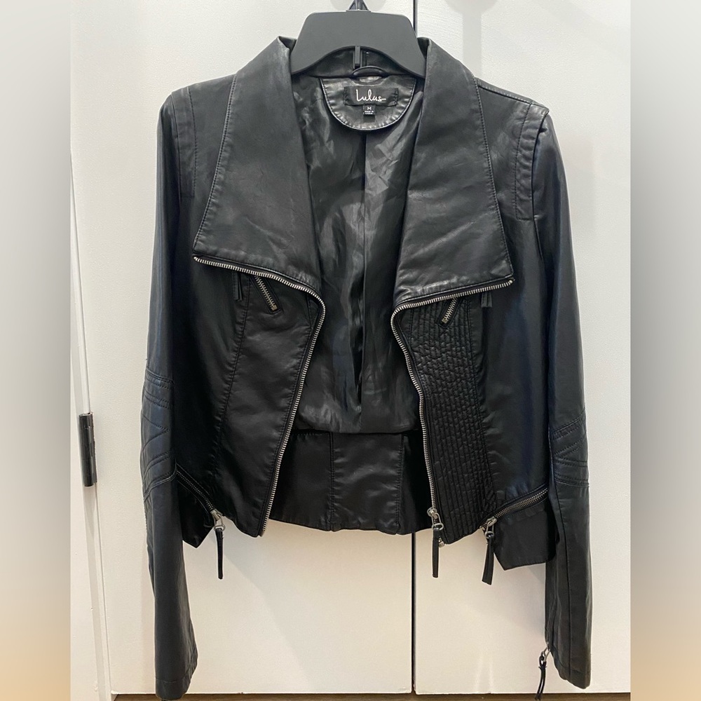 Lulu’s Black Faux Leather Moto Jacket